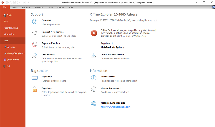 MetaProducts Offline Explorer Enterprise 8.5.0.4972 for mac download